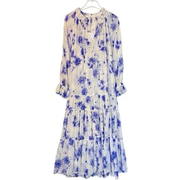 Free People Feeling Groovy Dress in Vintage Ivory & Blue Size Small - Picture 9 of 11